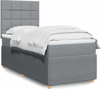 vidaXL Cama Box Spring Con Colch&oacute;n Tela Gris Claro 100x200 Cm Vidaxl