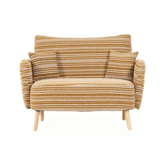 Urban Meuble Sof&aacute; de dos plazas en rayas amarillas y blancas con cojines