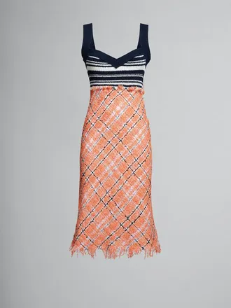 Marni Womens Navy Orange Plaid Knit Dress, Size 4