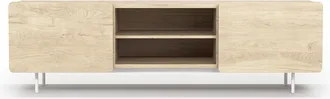 HERDASA Mueble Tv, Colecci&oacute;n Biscuit, En Melamina Con 2 Puertas Y 2 Estantes Centrales Abiertos. Roble