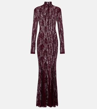 Norma Kamali Lace turtleneck gown