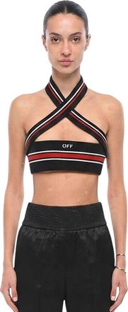 Off-white Black Stripes Halter Neck Top