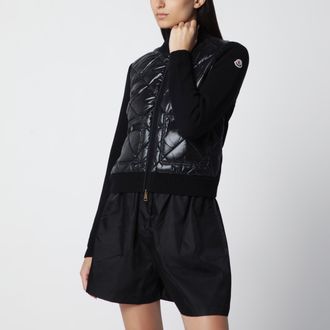 Moncler Felpa con zip imbottita nera