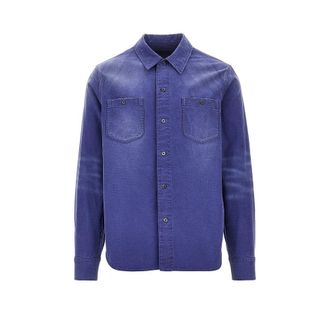 Prada Old-effect twill overshirt Man 40