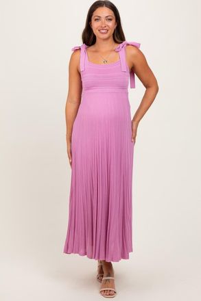 Pinkblush Textured Knit Shoulder Tie Midi Dress in Mauve at Nordstrom, Size Medium