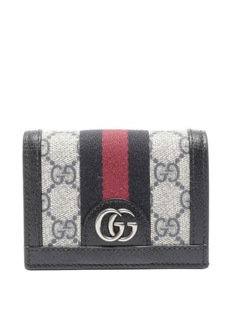 Gucci 2015-2025 GG-Supreme Sherry logo-stripe wallet - Beige