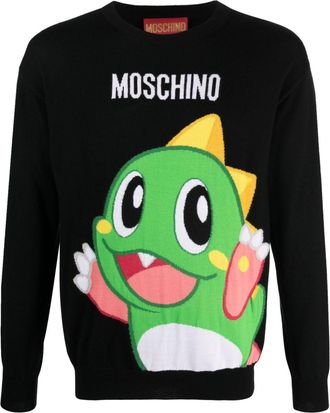 Moschino logo-jacquard virgin wool jumper - men - Virgin Wool - 48 - Black