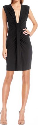 Badgley Mischka Shirred Cocktail Dress In Black