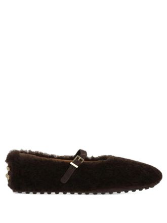 Tod's Dark Brown Textured Ballet Flats