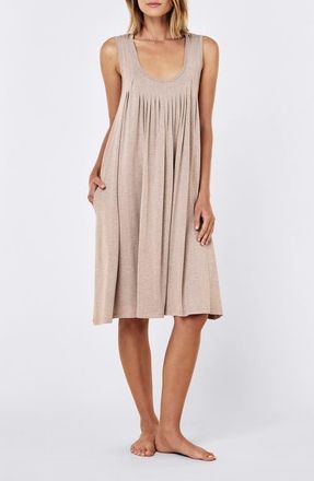 Papinelle Sleepwear Kate Pleat Front Modal Nightgown in Mocha Mousse at Nordstrom, Size Xx-Large