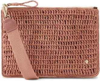 Helen Kaminski Dayani Crochet Raffia Clutch in Petal at Nordstrom