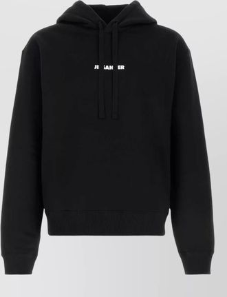 Jil Sander cotton hooded sweatshirt ribbed cuffs hem