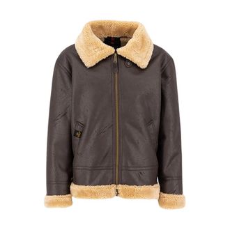Alpha Industries Alpha Industries, Faux Fur & Shearling Jackets, male, Brown, Size: XL Vintage Brown Flight Jacket Montone B3