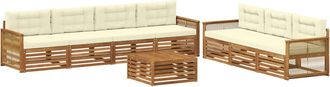vidaXL Conjunto De Sof&aacute;s De Exterior 8 Uds. Natural Y Crema Vidaxl