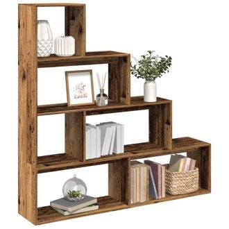 Berkfield Home Room Divider Bookcase 4-Tier Old Wood 143.5x29x143.5 cm Engineered Wood in Brown