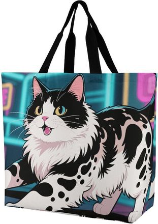 Generic Domestic Cat Tote Bag Large Capacity Shopper Bag Eco Friendly Handbags For Ladies Picnic Casual