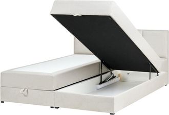 Beliani Divan Bed with Storage Fabric BARONET 180 x 200 cm (EU Super King) Off-White