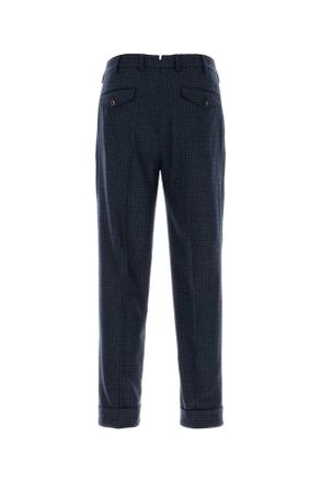 Pantaloni Torino Embroidered Stretch Wool Blend Trousers - Navy
