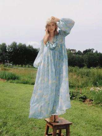byTiMo Cupro Relaxed Dress In Anemone Field