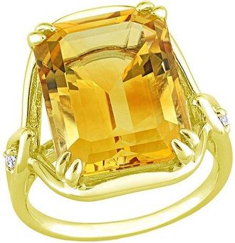 Rina Limor Gold Over Silver Silver 10.77 Ct. Tw. Citrine & White Topaz Solitaire Ring