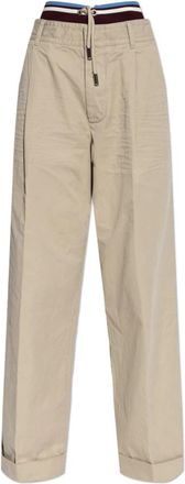 Dsquared2 Loose-fit broek - Dames - Wijde Broeken - Beige - M - Katoen - Broeken