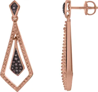 LuvMyJewelry Velmora Sterling Silver 0.10 Ct Diamond Dangle Earrings