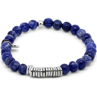 Tateossian Mens Classic Discs Beaded Bracelet in Blue at Nordstrom, Size Medium