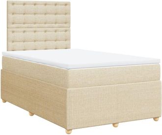 vidaXL Cama Box Spring Con Colch&oacute;n Tela Color Crema 120x190 Cm Vidaxl
