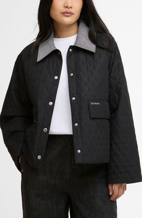 Barbour Kirby Quilted Jacket in Black/Dress Tartan at Nordstrom, Size 14 Us