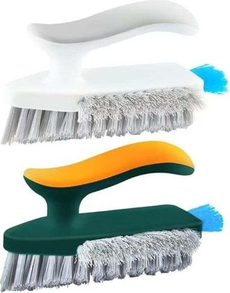 OEM [mai Usato]set Di 2 Spazzole Per La Pulizia Con Impugnatura Comoda. Setole Rigide E Flessibili. Molto Resistenti. Ideali Per Bagno, Doccia, Lavandino,