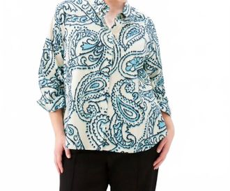 Karen Kane Ruched Sleeve Button- Up Shirt - Plus In Print