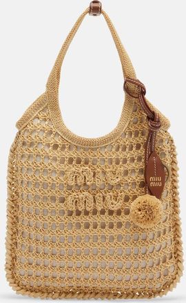 Miu Miu Ivy crochet raffia shoulder bag