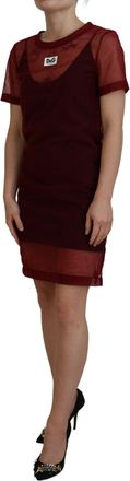 Dolce & Gabbana Womens Maroon Nylon Two Layer Shift Mini Dress