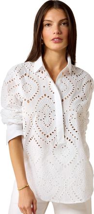 Ariat Womens Millington Blouse Long Sleeve in White, Size X-Large, by Ariat