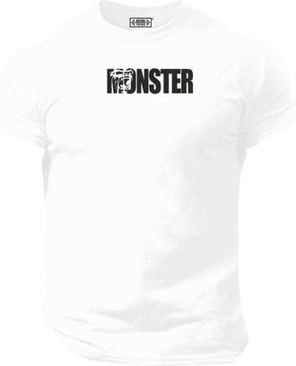 Generic Monster Gorilla T Shirt Gym Clothing Bodybuilding Training Workout Exercise Fitness Boxing MMA Tee Top (UK, Alpha, XXL, Regular, Regular, White)