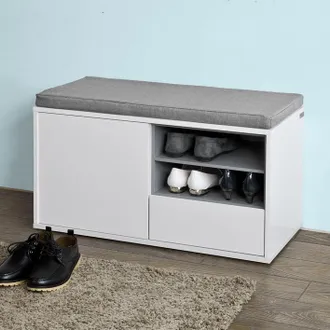 SoBuy Scarpiera Da Ingresso, Panchina Con Cuscino E Cassetto,l80cm, Fsr37-w - Sobuy
