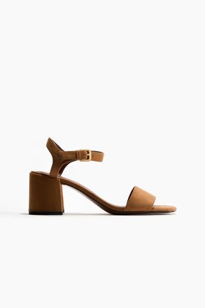 H&M Block-heeled sandals - Dunkelbeige