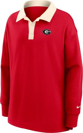 Nike Georgia Academic Nike Womens Dri-FIT Oversized Long-Sleeve Polo in Red | 050E0G2NGBN-QG3