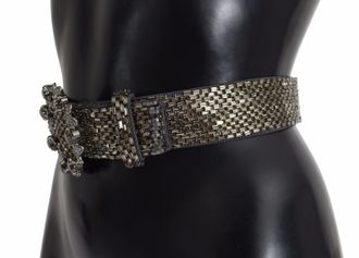 Dolce & Gabbana Womens Multicolor Wide Crystal Buckle Sequined Belt Viscose