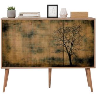 Dmora Credenza Haratan, Madia 3 Ripiani, Apertura Battente, 3 Ante, 120x36x90h cm Marrone Quercia
