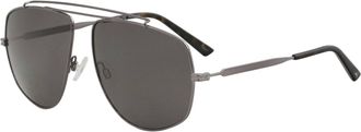 Puma Mens Suede Pu0188S Pilot Sunglasses In Grey / Grey