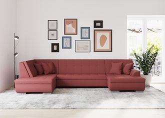 Domo Collection Wohnlandschaft »Treviso incl. Zierkissen, moderne Steppung, XXL: B/T/H: 364/201/83 cm« wahlweise mit Bettfunktion, in vielen Bezugsarten auch in Cord 