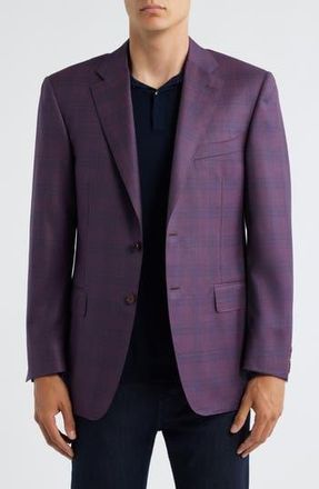Canali Siena Regular Fit Dark Purple Plaid Super 130s Wool Sport Coat in Dark Red at Nordstrom Rack, Size 42 Us / 52 Eu Regular