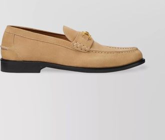 Versace suede apron toe loafers with gold-tone hardware