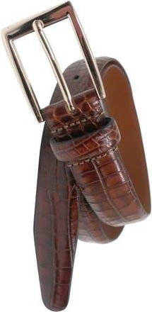 Brooks Brothers Crocodile Embossed Leather Belt in Medium Brown at Nordstrom, Size 34