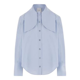 Patou Cotton-poplin Knotted Blouse - female - Patou - Shirts - Blue - M - Blouses & Shirts