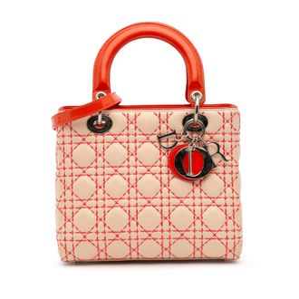 Dior Pre-owned Womens Lady Top Handle Quilted Bag - Nude Leather - One Size