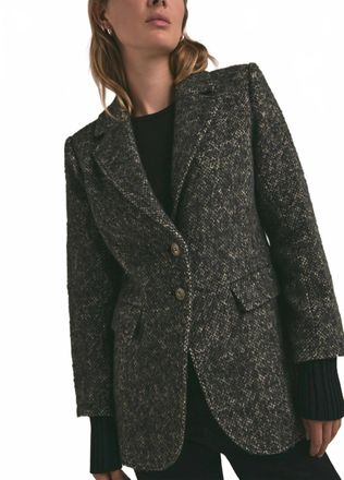 Favorite Daughter City Cashmere Ribbed Cuffs Blazer In Black