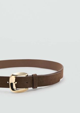 Mango Cintura crosta di cuoio fibbia quadrata marrone - Donna - XL - MANGO