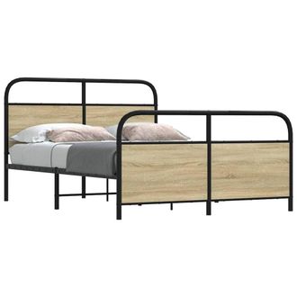 Berkfield Home Metal Bed Frame without Mattress Sonoma Oak 140x200 cm in Black